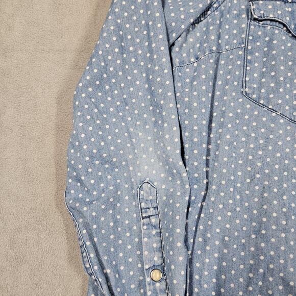 Levi’s Pearl Snap Shirt Womens XL Polka Dot Chambray Western Country Prairie - Picture 3 of 10